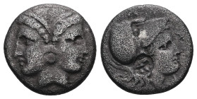 Mysia, Lampsakos. AR Hemidrachm, 2.24 g 14.13 mm. 4th-3rd century BC.
Obv: Female janiform head
Rev: Helmeted head of Athena right, ΛΑΜ around.
Ref: B...