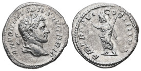 Caracalla, AD 198-217. AR, Denarius. 3.00 g. 19.03 mm. Rome.
Obv: ANTONINVS PIVS AVG GERM. Head of Caracalla, laureate, right.
Rev: P M TR P XVIIII CO...