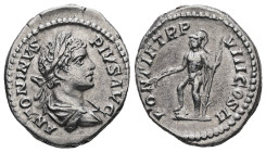 Caracalla, AD 198-217. AR, Denarius. 3.26 g. 19.97 mm. Rome.
Obv: ANTONINVS PIVS AVG. Bust of Caracalla, laureate, draped, right.
Rev: PONTIF TR P VII...