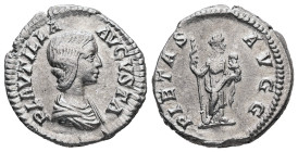 Plautilla, AD 202-205. AR, Denarius. 2.89 g. 18.98 mm. Rome.
Obv: PLAVTILLA AVGVSTA. Bust of Plautilla, hair firmly waved and drawn down on neck, drap...