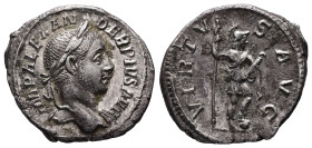 Severus Alexander, AD 222-235. AR, Denarius. 2.65 g. 21.04 mm. Rome.
Obv: IMP ALEXANDER PIVS AVG. Bust of Severus Alexander, laureate, draped over lef...