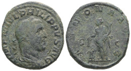 Philip I, AD 244-249. AE, Sestertius. 21.34 g. 29.38 mm. Rome.
Obv: IMP M IVL PHILIPPVS AVG. Bust of Philip, laureate, draped, cuirassed, right.
Rev: ...