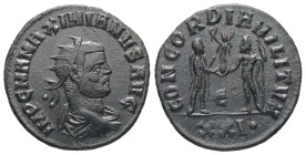 Maximianus Herculius, AD 286-305. AE, Antoninianus. 2.95 g. 21.58 mm. Cyzicus.
Obv: IMP C M AV MAXIMIANVS P F AVG. Bust of Maximian, radiate, draped, ...