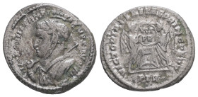 Constantine I, AD 307/310-337. Argenteus. 2.81 g. 18.75 mm. Treveri.
Obv: IMP CONSTAN-TINVS AVG. Helmeted and cuirassed bust of Constantine I, left; w...