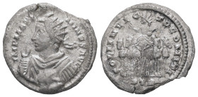 Maximinus II, AD 310-313. Billon, Argenteus. 2.00 g. 18.71 mm. Treveri. 
Obv: IMP MAXIMINVS AVG. Bust of Maximinus Daia, radiate, draped, cuirassed, l...