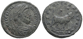 Julian II Apostata, AD 360-363. AE. 7.69 g. 29.89 mm. Siscia.
Obv: D N IVLIANVS NOB CAES. Bust of Julian, pearl-diademed, draped, cuirassed, right.
Re...