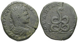 Thrace, Pautalia. Caracalla, AD 198-217. AE. 16.18 g. 29.21 mm.
Obv: AYT K M AYP CEY ANT[ΩNEINOC]. Laureate head of Caracalla, right. 
Rev: OYΛΠIAC [Π...