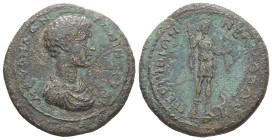 Thrace, Perinthus. Caracalla, Caesar, AD 195–197. AE. 9.75 g. 27.47 mm.
Obv.: M AYPΗΛ ANTΩNINΟC KAI. Bare-headed, draped and cuirassed bust of young C...