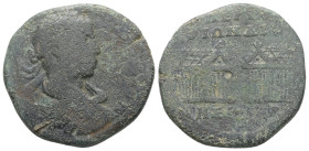 Thrace, Perinthus. Elagabalus, AD 218-222. AE. 11.06 g. 28.46 mm.
Obv: Laureate, draped and cuirassed bust of Elagabalus, right.
Rev: ΠΕΡΙΝΘΙΩΝ ΔΙϹ ΝΕ...