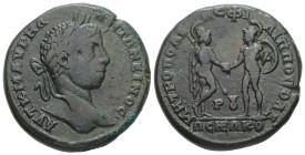 Thrace, Philippopolis. Elagabalus, AD 218–222. AE. 16.91 g. 28.99 mm. 4.65 g.
Obv.: ΑΥΤ Κ Μ ΑΥΡΗΛ ΑΝΤΩΝΕΙΝΟϹ. Laureate head of Elagabalus, right.
Rev....