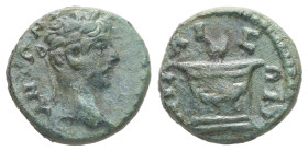 Bithynia, Nicaea. Caracalla, AD 198-217 AE. 2.05 g. 12.88 mm
Obv: Laureate head of Caracalla, right.
Rev: ΝΙΚΑΙΕΩΝ. Lighted and garlanded altar.
Ref: ...