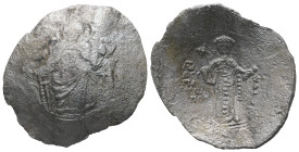 John II Comnenus, AD 1118-1143. BI, Aspron Trachy. 3.13 g. 29.22 mm. Thessalonica.
Obv: MHP - ΘV. Virgin Mary nimbate, seated facing. Holding before h...