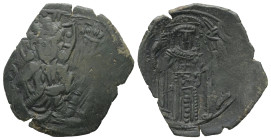 Empire of Nicaea. John III Ducas Vatazes (?), 1222-1254 AD. AE, Trachy. 1.97 g. 21.80 mm. Magnesia (?)
Obv: Nimbate bust of Christ facing. 
Rev: John ...