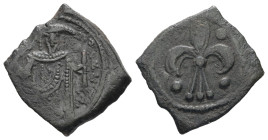 Empire of Nicaea. Theodore II Ducas Lascaris, AD 1254-1258. AE, Tetarteron. 2.48 g. 20.52 mm. Magnesia.
Obv: Theodore, wearing loros, standing facing...