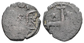 John VIII Palaeologus, AD 1425-1448. AE, Follaro. 0.87 g. 15.31 mm. Constantinople.
Obv: IωΑ – [ΔΕC] Bust of emperor facing, bearded, wearing stemma ...