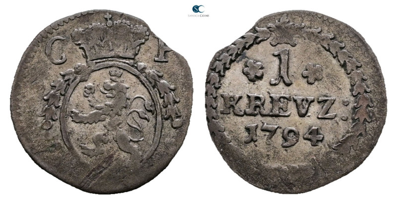 Germany. Pfalz, Kurlinie. Karl Theodor AD 1742-1799. 
1 Kreuzer AR

16 mm, 0,...