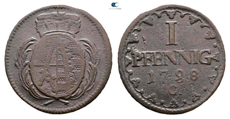 Germany. Sachsen AD 1788. 
1 Pfennig CU

20 mm, 2,41 g



Very Fine