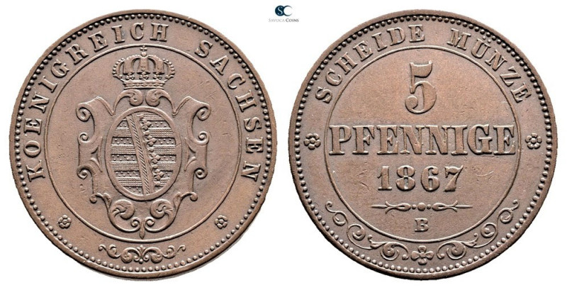 Germany. Sachsen AD 1867. 
5 Pfennig CU

25 mm, 7,38 g



Extremely Fine
