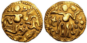 Sri Lanka: Period of the Chola Invasion circa 990-1070 AD Gold Kahavanu About Extremely Fine; a beautiful coin in a fascinating vernacular design, at ...