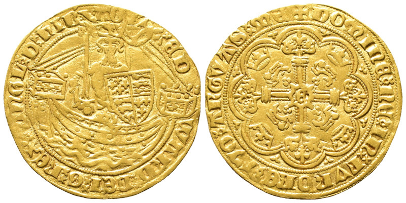 Großbritannien, Edward III. 1327-1377, 1/2 Noble o. J. (1361-1369), London. 3,71...