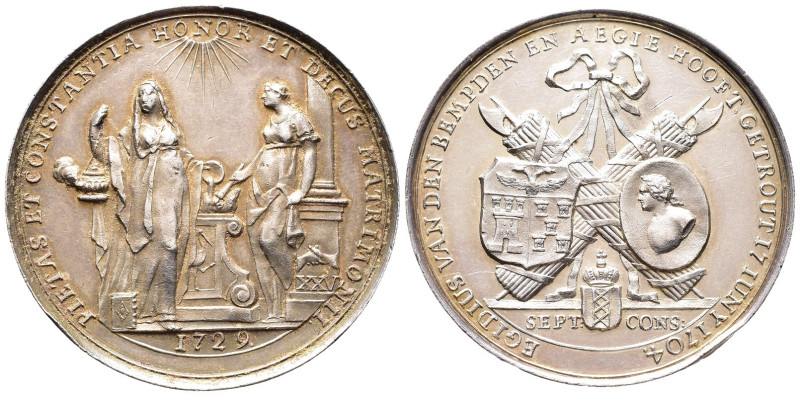 Niederlande Amsterdam, Stadt, Silbermedaille 1729, Stempel von de Wijs, auf die ...