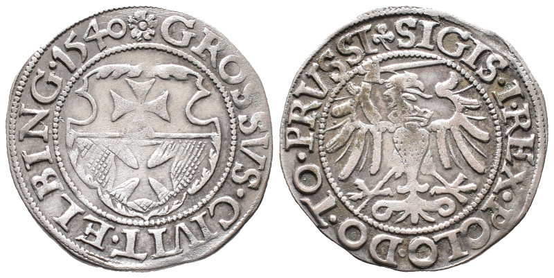 Polen Elbing, Sigismund I. 1506-1548, Groschen 1540. 2,02 g. Kop. 7086. Sehr sch...