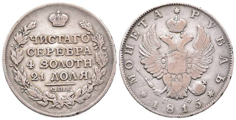 Russland, Alexander I. 1801-1825, Rubel 1815, St. Petersburg. 20,07 g. Bitkin 11...