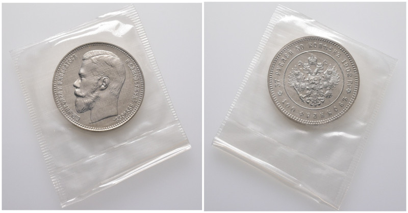 Russland, Nikolaus II. 1894-1917, 37 1/2 Rubel-100 Francs 1902. Offizielle Nachp...