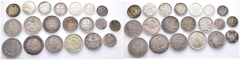 Russland, kl. Konvolut von Silbermünzen, vom 5 bis zum 25 Kopeken Stück. 20 Stüc...