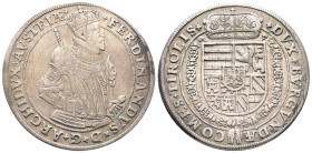 Römisch Deutsches Reich, Ferdinand 1564-1595, Reichstaler o. J. (1577/1599), Hall. 28,55 g. Dav. 8097. Walzenprägung, sehr schön