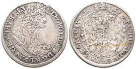 Römisch Deutsches Reich, Leopold I. 1657-1705, 1/2 Reichstaler 1699 KB, Kremnitz. 13,64 g. Herinek 849. Sehr schön
