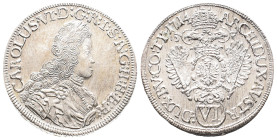 Römisch Deutsches Reich, Karl VI. 1711-1740, 6 Kreuzer 1714, Hall. 2,83 g. Herinek 656. Prachtexemplar. Stempelglanz