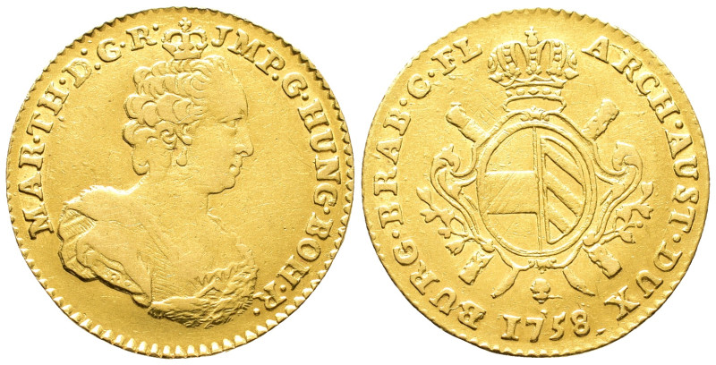 Römisch Deutsches Reich, Maria Theresia 1740-1780, 2 Souverain d'or 1758, Brüsse...