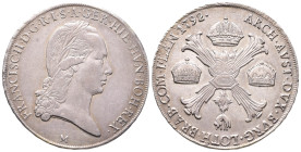 Römisch Deutsches Reich, Franz II. 1792-1804, Kronentaler 1792 M, Mailand. 29,49 g. Dav. 1390. Fassungsspuren, leicht justiert, sehr schön-vorzüglich...