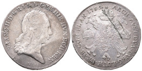 Römisch Deutsches Reich, Franz II. 1792-1804, Kronentaler 1795 H, Günzburg. 29,22 g. Dav. 1180. Fundexemplar. Schrötlingsfehler, Kratzer, fast sehr sc...