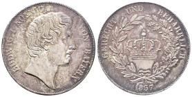 Bayern, Ludwig I. 1825-1848, Kronentaler 1837. 29,55 g. AKS 76; Thun 48. Herrliche Patina, vorzüglich