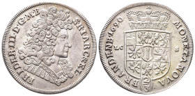 Brandenburg Preussen, Friedrich III. 1688-1701, 2/3 Taler 1690 LCS, Berlin. 17,41 g. Dav. 270. Sehr schön-vorzüglich