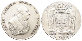 Brandenburg Preussen, Friedrich Wilhelm II. 1786-1797, Reichstaler 1796 A, Berlin. 22,11 g. Dav. 2599; Olding 3. Fast vorzüglich