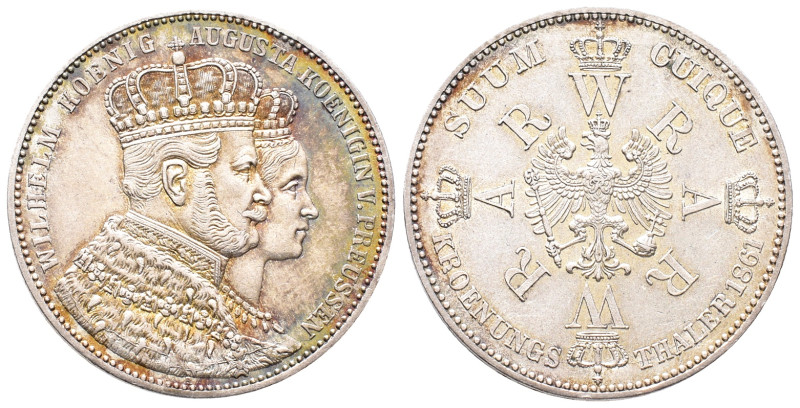 Brandenburg Preussen, Wilhelm I. 1861-1888, Vereinstaler 1861 A, auf seine Krönu...