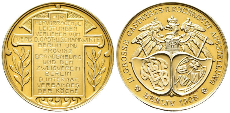Brandenburg Preussen - Berlin, Goldmedaille 1908, von L. Chr. Lauer, auf die II....