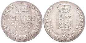 Braunschweig Calenberg Hannover, Georg III. 1760-1820, 2/3 Taler (24 Mariengroschen) 1799, Clausthal, 13,00 g. Welter 2817. Hübsche Patina, vorzüglich...