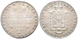 Braunschweig Wolfenbüttel, Karl Wilhelm Ferdinand 1780-1806, Konv.-Taler (Speciestaler) 1792, Braunschweig. 27,83 g. Dav. 2173; Welter 2903. Kl. Zaine...