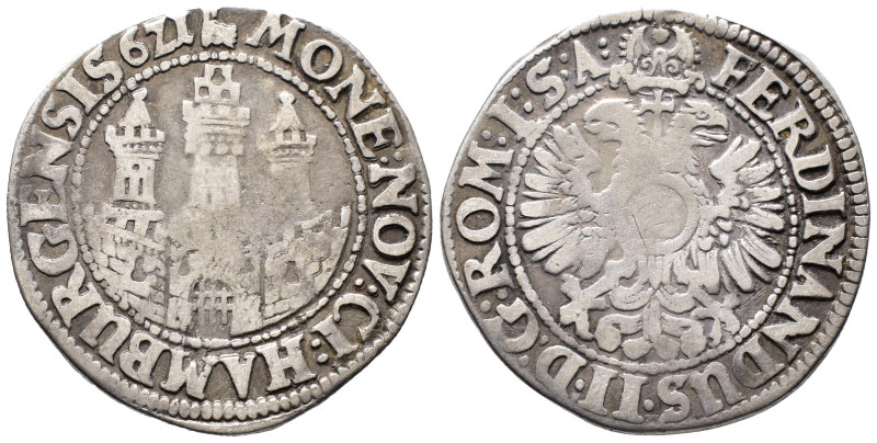 Hamburg, Stadt, 1/2 Reichstaler (16 Schilling) 1621, mit Titel Ferdinands II. 13...