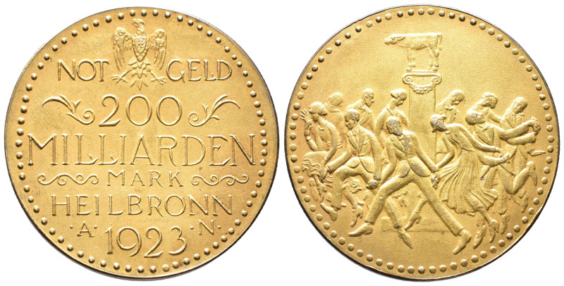Heilbronn, Stadt, 200 Milliarden Mark 1923. 16,01 g. Winz. Kratzer, fast prägefr...