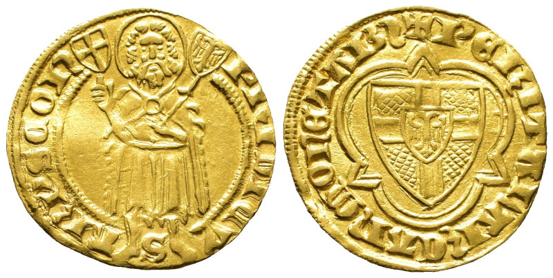 Köln, Friedrich III. von Saarwerden 1371-1414. Goldgulden o. J. (1397), Bonn. 3,...