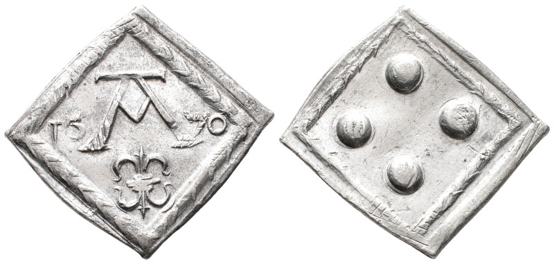 Lüneburg, Stadt, Ratszeichen 1570 zu 4 Wertpunkten. 5,48 g. Mader 805 d. Vorzügl...