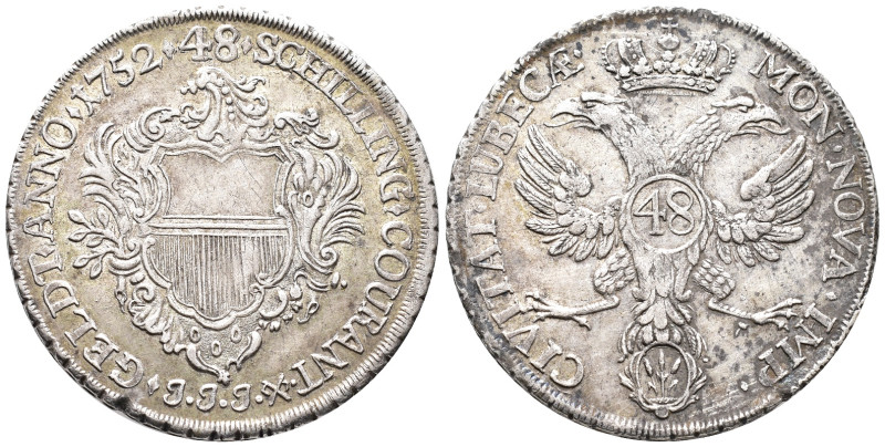 Lübeck, Stadt, Taler (48 Schilling) 1752. 27,51 g. Dav. 2420; Behrens 291 a. Seh...