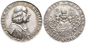 Mainz, Anselm Franz von Ingelheim 1679-1695, Doppelter Reichstaler 1687, Mainz. 59,13 g. Dav. - (vgl. 5568); Slg. Pick 541. Von großer Seltenheit. Min...