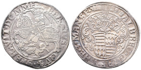 Mansfeld, Albrecht VII. 1546-1554, Taler 1553, Eisleben. 28,10 g. Dav. 9533; Tornau 1052e. Seltene Variante mit der Jahreszahl neben dem Wappen. Kl. Z...