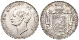 Nassau, Adolph 1839-1866, Vereinsdoppeltaler 1860. 37,00 g. AKS 61; Dav. 748; Thun 235. Sehr schön-vorzüglich